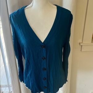 Anthropologie Teal Button Down Shirt